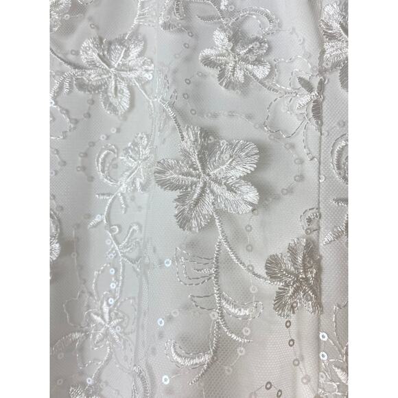 ADRIANNA PAPELL DRESS 4 COCKTAIL FLORAL SEQUIN LACE WHITE BRIDE EMBROIDERED - Picture 5 of 10